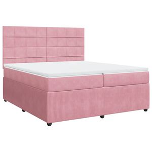 vidaXL Cama com molas/colch&atilde;o 200x200 cm veludo rosa