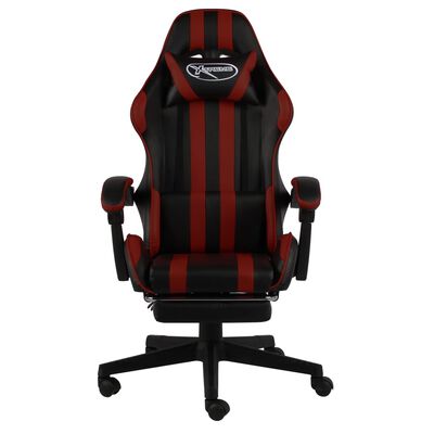 vidaXL Cadeira corrida c/ apoio pés couro artif. preto/vermelho tinto