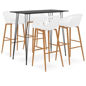 vidaXL 5 pcs conjunto de bar preto e branco