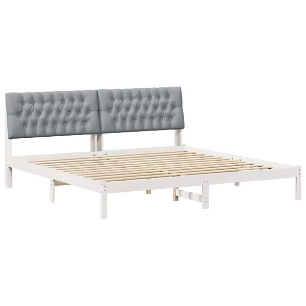 vidaXL Estrutura de Cama com Cabeceira Estofada Branco 200 x 200 cm