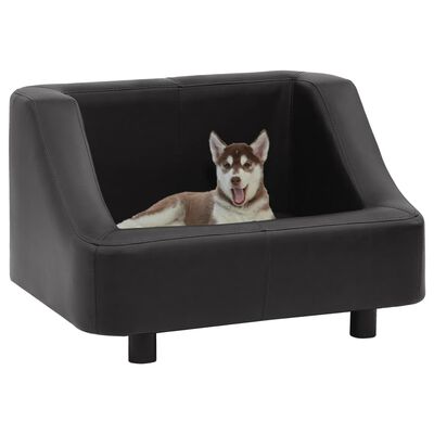 vidaXL Sofá para cães 67x52x40 cm couro artificial preto