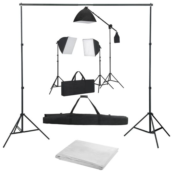 vidaXL Kit de est&uacute;dio fotogr&aacute;fico com softbox de ilumina&ccedil;&atilde;o e fundo