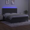 vidaXL Cama box spring c/ colch&atilde;o/LED 160x200cm veludo cinzento-escuro