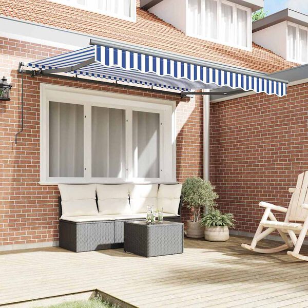 vidaXL Toldo Retr&aacute;til Manual Azul 300 x 200 cm tecido