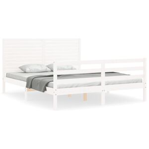 vidaXL Estrutura de cama com cabeceira 160x200 cm madeira maci&ccedil;a