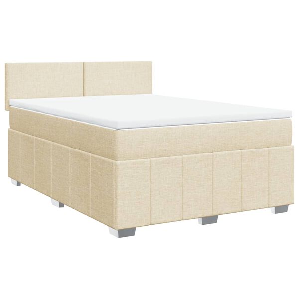 vidaXL Cama com molas/colch&atilde;o 140x190 cm tecido cor creme