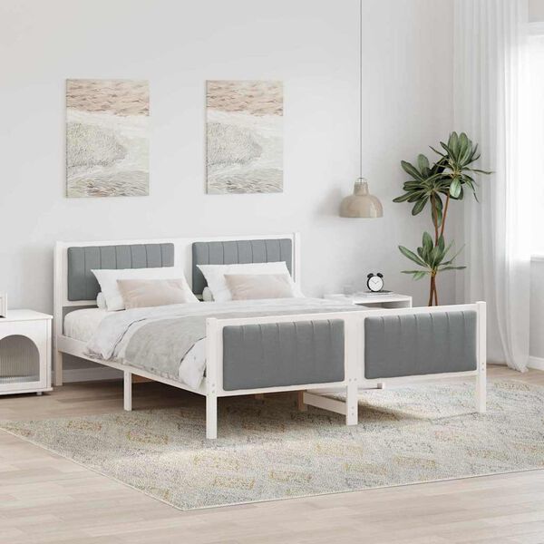 vidaXL Estrutura da cama Branco e cinza claro 160 x 200 cm