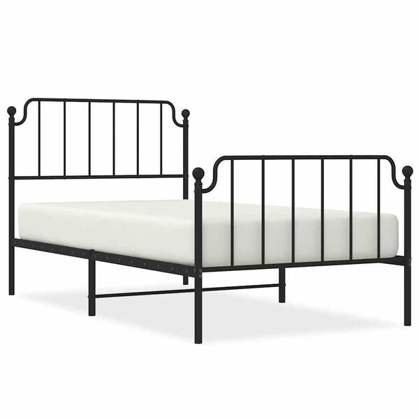 vidaXL Estrutura de cama com cabeceira e p&eacute;s 100x200 cm metal preto