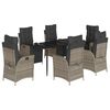 vidaXL 7 pcs conjunto de jantar p/ jardim c/ almofad&otilde;es vime PE cinza