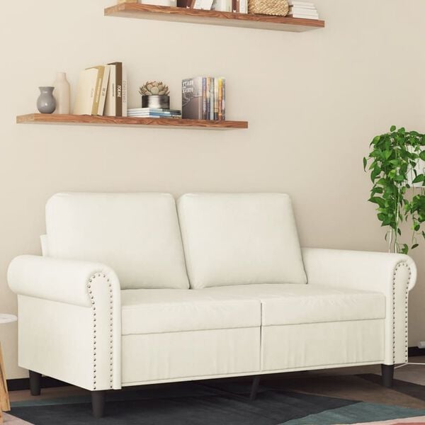 vidaXL Sof&aacute; de 2 lugares veludo 120 cm cor creme