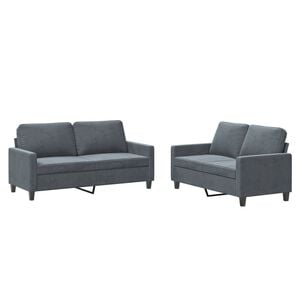 vidaXL 2 pcs conjunto de sof&aacute;s com almofad&otilde;es veludo cinzento-escuro