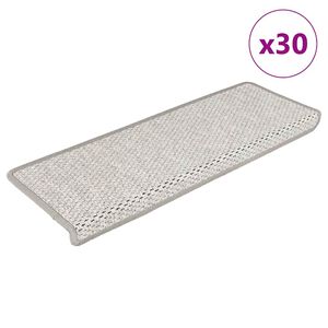 vidaXL Tapetes escada adesivos aspeto sisal 30pcs 65x21x4 cm prateado