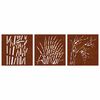 vidaXL Decora&ccedil;&otilde;es p/ muro jardim 3pcs 105x55cm a&ccedil;o corten design relva