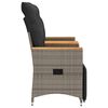 vidaXL Sofá de jardim reclinável 2 lugares com mesa vime PE cinzento