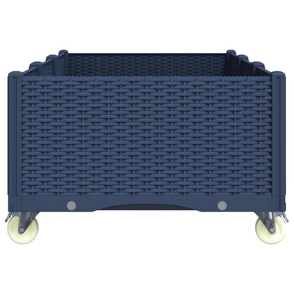 vidaXL Vaso/floreira de jardim com rodas 150x80x54 cm PP cinzento azul