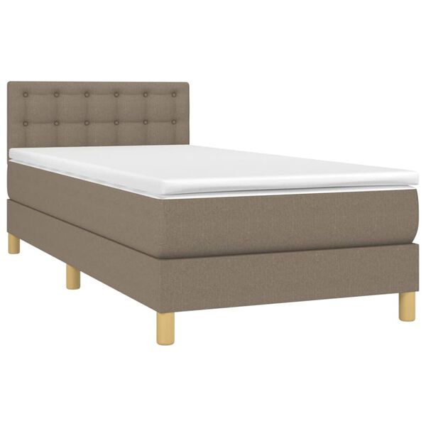 vidaXL Cama box spring + colch&atilde;o/LED 90x200cm tecido cinza-acastanhado
