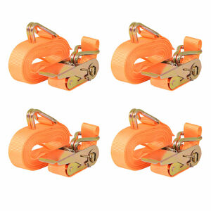 vidaXL Cintas de fixa&ccedil;&atilde;o c/ roquete 4pcs 0,4 toneladas 6mx25mm laranja