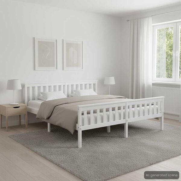 vidaXL Estrutura de cama em pinho maciço 180x200 cm branco