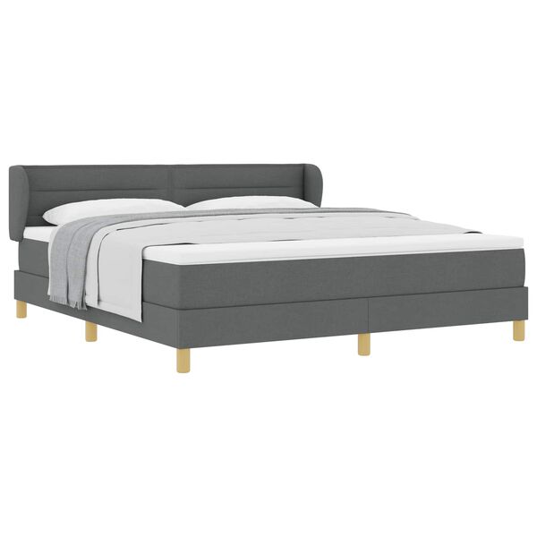 vidaXL Cama Box com colch&atilde;o Cinzento escuro 180 x 200 cm tecido