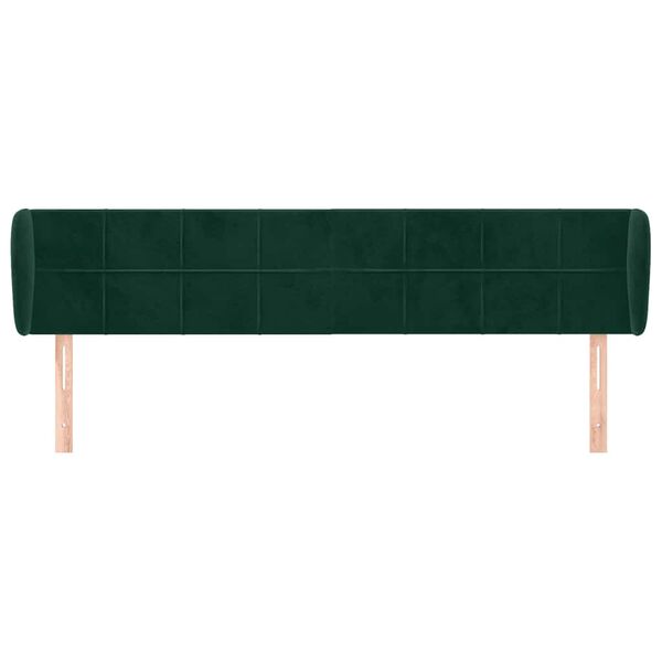 vidaXL Cabeceira de cama c/ abas veludo 183x23x78/88cm verde-escuro