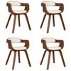 vidaXL Cadeira jantar 4 pcs madeira curvada/couro artificial cor creme