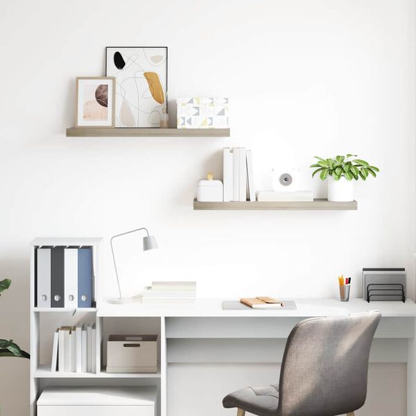 vidaXL Prateleiras parede suspensas 2 pcs 80x23,5x3,8cm MDF carvalho