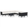 vidaXL 11 pcs conjunto lounge de jardim c/ almofad&otilde;es vime PE preto