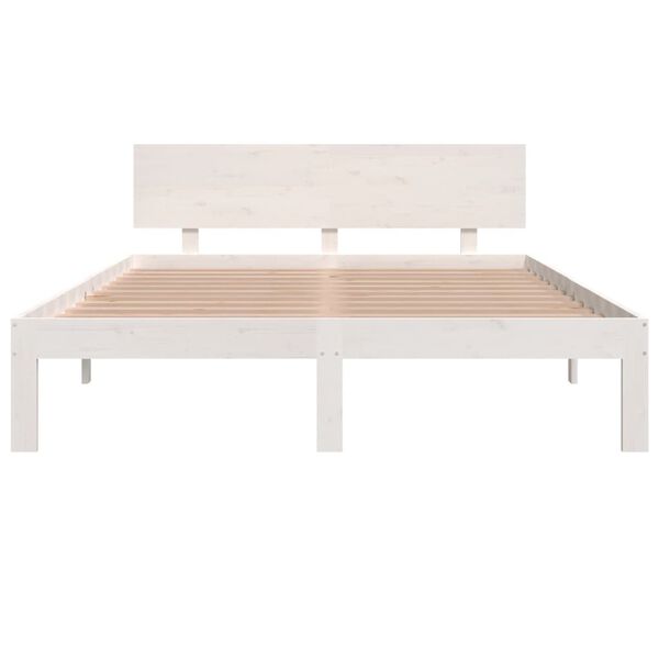vidaXL Estrutura de cama 140x190 cm pinho maci&ccedil;o branco