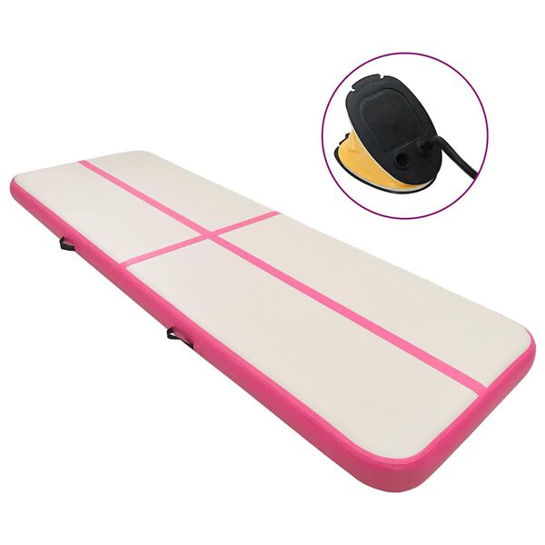 vidaXL Colch&atilde;o de gin&aacute;stica insufl&aacute;vel c/ bomba 700x100x15 cm PVC rosa