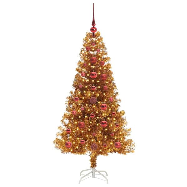 vidaXL &Aacute;rvore de Natal com 150 LEDs com suporte Ouro 120 cm PET