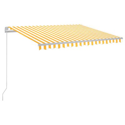 vidaXL Toldo retrátil manual com LED 300x250 cm amarelo e branco
