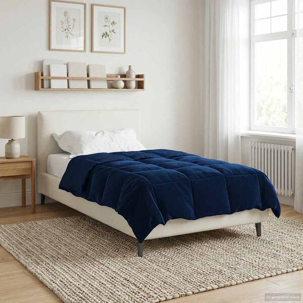 vidaXL Edredom de Inverno Azul Escuro 140 x 200 cm Microfibra