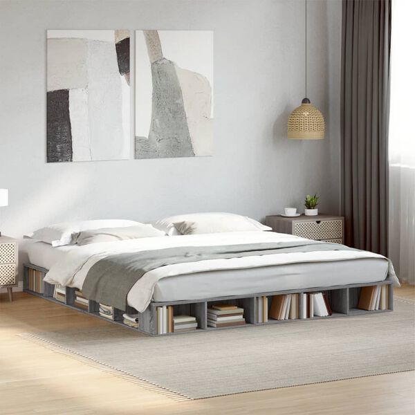 vidaXL Estrutura de cama 180x200 cm derivados de madeira cinza sonoma
