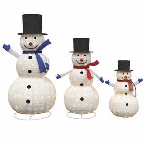 vidaXL Fam&iacute;lia de Bonecos de Neve de Natal 3 unid. Branco quente