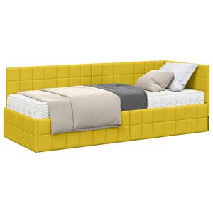 vidaXL Estrutura de Cama de Canto com Colch&atilde;o 2 pcs Amarelo Veludo