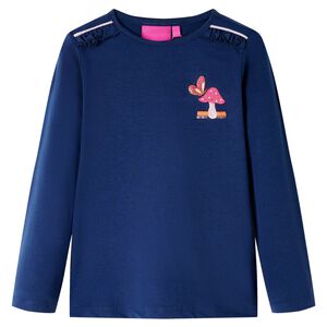 T-shirt de manga comprida para crian&ccedil;a azul-marinho 104