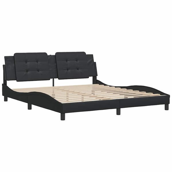 vidaXL Estrutura de cama sem colch&atilde;o Zadar 180x200cm couro artificial preto