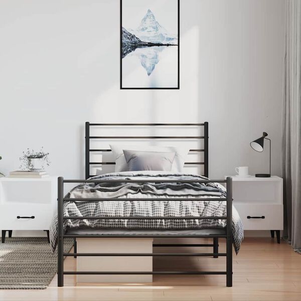 vidaXL Estrutura de cama com cabeceira e pés 100x200 cm metal preto