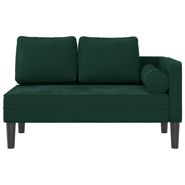 vidaXL Chaise longue com almofad&otilde;es veludo verde-escuro