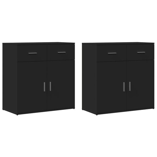 vidaXL Aparadores 2 pcs 79x38x80 cm derivados de madeira preto