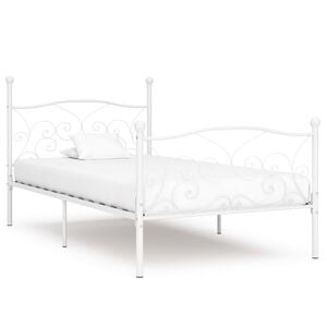 vidaXL Estrutura de cama com estrado de ripas 90x200 cm metal branco