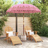vidaXL Parasol Balin&ecirc;s com Base Rosa 215 x 215 x 260 cm