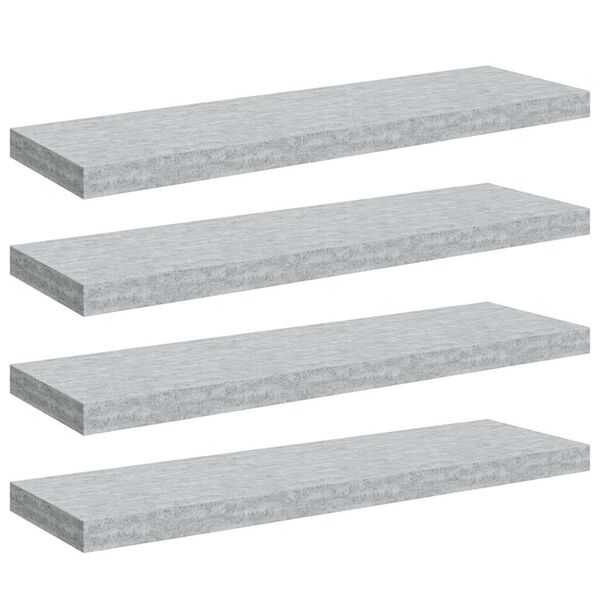 vidaXL Prateleiras de parede 4 pcs 80x23,5x3,8cm MDF cinzento-cimento