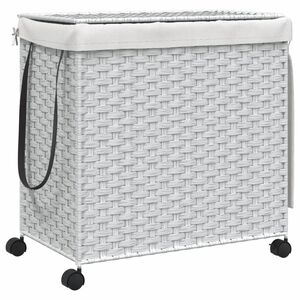 vidaXL Cesto para roupa suja com rodas 60x35x60,5 cm vime branco