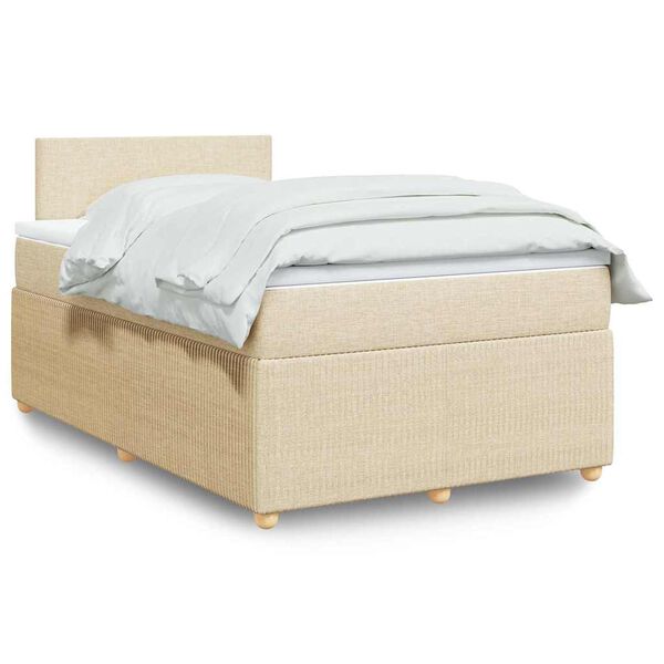 vidaXL Cama boxspring com colch&atilde;o 120x190 cm tecido cor creme