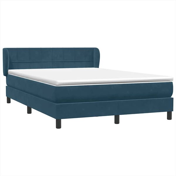 vidaXL Cama box spring com colch&atilde;o 160x210 cm veludo azul escuro