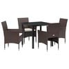 vidaXL Conjunto de Jantar para Jardim 5 unid. Castanho vime PE