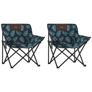 vidaXL Cadeiras de campismo com bolso dobr&aacute;veis 2 pcs estampa folhas