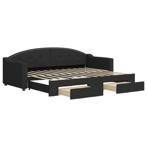 vidaXL Sof&aacute;-cama com gavet&atilde;o e gavetas 80x200 cm tecido preto
