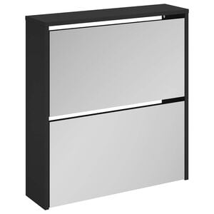 vidaXL Sapateira com espelho de 2 divis&oacute;rias 63x17x67cm preto